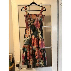 Hand Made Hill House Ellie Nap Dress Style Midi Length 100% Cotton Dress Size M